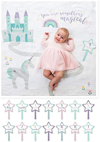 Lulujo Baby’s First Year Milestone Blanket and Card Set | 40in x 40in (Something Magical) by Lulujo