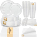 30Guests Clear Plastic Plates and Napkins Party Supplies for Birthday by UseOnceDoneRight