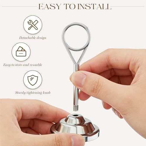 Urban Deco 16 Pieces Table Card Holder Place Card Holders 4 inches Steel Card Holders for Photos, Food Signs, Memo Notes, Weddings, Restaurants, Birthdays (Silver Round) - Image 4