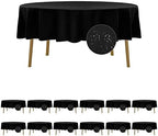 Fokitut 12 Pack Waterproof Round Tablecloth, 90 Inch, Stain Resistant and Wrinkle Polyester Table Cloth, Fabric Table Cover for Kitchen Dining, Wedding, Party, Holiday Dinner-Black by BalsaCircle