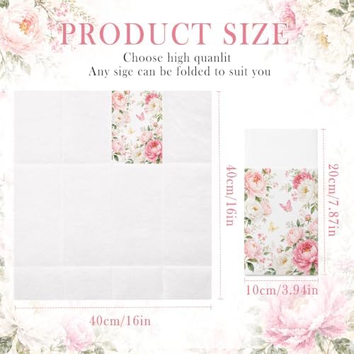 Peony Linen Feel Pocket Napkins for Wedding Party Women Birthday Decor - Image 5