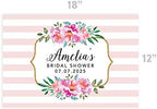 Andaz Press Custom Personalized Disposable Paper Placemats, 12 x 18 Inch, Set of 25, Custom Bridal Shower Pink Striped Floral, Tableware, Dining, Tabletop, Table Setting for Bridal Shower - Image 3