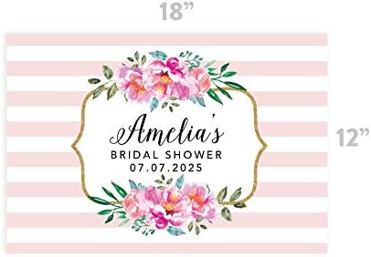 Andaz Press Custom Personalized Disposable Paper Placemats, 12 x 18 Inch, Set of 25, Custom Bridal Shower Pink Striped Floral, Tableware, Dining, Tabletop, Table Setting for Bridal Shower - Image 3