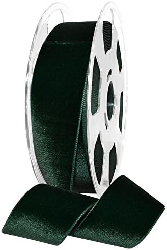 Morex Ribbon Nylvalour Velvet Ribbon, Nylon, 1 1/2 inches by 11 Yards, Hunter Green, Item 01240/10-621, 1-1/2" by 11 yd, by MorexRibbon
