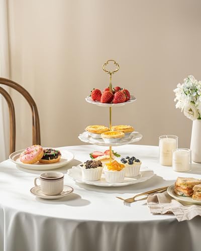 3 Tier Cupcake Stand, Ceramic Tiered Serving Stand - Image 6