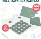 VNS Creations Thank You Cards With Envelopes - 100 Pack 4 x 6 - Green - Image 3