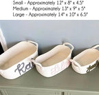 Personalized Cute Small Woven Basket with Handles, Custom Cotton Rope Room Shelf Storage Basket, Empty Decorative Gift Basket, Decorative Round Bin for Nursery Bedroom Bathroom (Style B) - Image 6