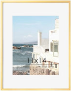 FLYJOE 11x14 Picture Frame | 11x14 Metal Frame With Mat | Gold, Set of 3 by FLYJOE