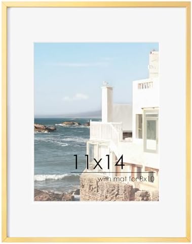 FLYJOE 11x14 Picture Frame | 11x14 Metal Frame With Mat | Gold, Set of 3 by FLYJOE