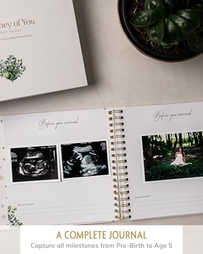 Personalized Baby Book, 4x6 Photo Cover, First 5 Years, Botanical Keepsake - Image 2