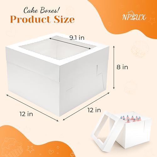 NPLUX Bundle of 50 Pack Bakery Boxes and 10 Pack Cake Boxes for Birthday Baby Shower Party - Image 5