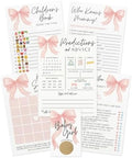 Baby Shower Games for Girl Bundle - 6 Activities for 30 Guests (Pink Bow) by PrintedParty
