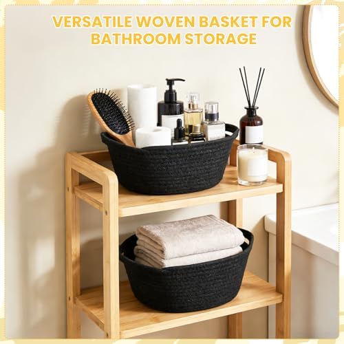 10PACK Black Baskets for Gifts Empty, 12"x 8"x 5" Woven Gift Baskets with Gift Bags and Bows, Empty Gift Baskets for Christmas, Baby Gift Basket for Nursery, Shelf Small Storage Basket with Handles - Image 6