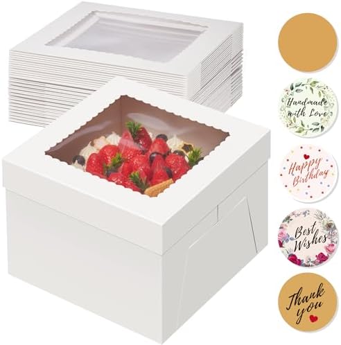 Kootek 15 Pack Cake Boxes 12 inch, 12x12x8 Tall Cake Box with Clear Window by Kootek