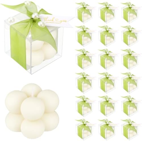 Nuanchu 30 Sets Bridal Shower Favors Sage Green 1.6" Mini Bubble Candles - Image 7