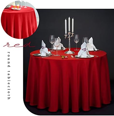 YMHPRIDE 6 Pack Round Tablecloths - Red Table Cloth, 90 Inch Polyester Round Table Cloth, Washable Fabric Table Covers for Wedding, Party, Dining, Banquet - Image 4