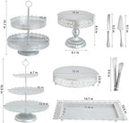 11Pcs Silver Cake Stand Set, Metal Dessert Table Display Set - Image 3