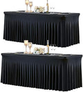 gogoparti 2 Pack Spandex Black Fitted Table Cloth for 6ft Rectangle Tables Black Stretch Tablecloth Table Covers Skirt Banquet Wrinkle Free Tablecloths for Parties Wedding by Gogoparti