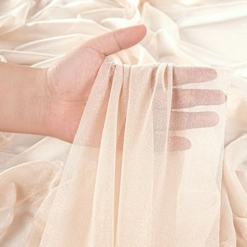 QueenDream Sheer Fabric Wedding Chair Sashes: 36PCS Tulle Church Chair Cover Long Chairs Bows Aisle Drapes Party Decorations Champagne - Image 6