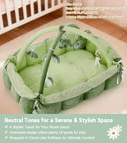 5-in-1 Baby Play Gym and Tummy Time Mat, 12 Learning Cards, Plush Activity Mat with 6 Toys, Convertible to Ball Pit, Baby Gift, Green - Image 5