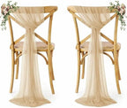 Pack of 200 Chiffon Chair Sashes for Wedding & Event Décor - Champagne Gold by MDS