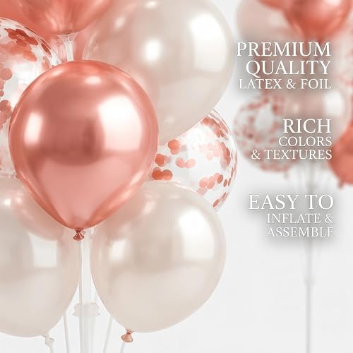 HIINS Rose Gold White Balloon Stand Kit Set of 2 with Base for Party Decor - Image 5