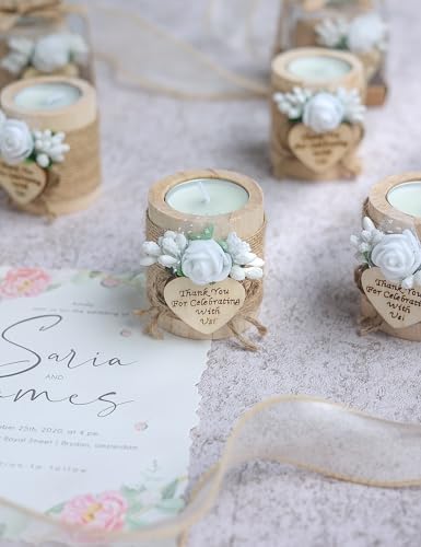 50 Piece Wooden Tealight Candle Holder Set, Wedding Party Favors for Guests, Thank You Favors, Guest Return Favors, Bridal Shower Favors for Guests, Baby Shower Favor for Guests.(Light brown 50 pcs) - Image 4