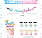 Hombae Staches or Lashes Gender Reveal Decorations, 169 PCs Boy or Girl Gender Reveal Decorations Backdrop Balloon Garland Banner Tablecloth Cake Cupcake Topper Box Cutout Poster Sash Pink Blue - Image 3