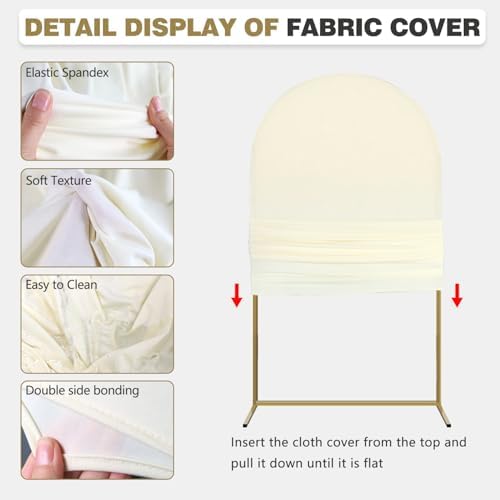 Arch Backdrop Stand and Cover Set, Metal Balloon Arch Backdrop 6ft, Gold Arched Stand Frame for Wedding, Parties,Birthday, Backdrop Decorations (Beige,6ft) - Image 4