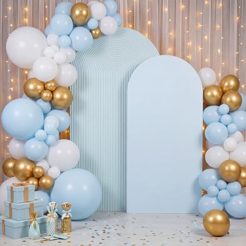 2 Set Wedding Arch Cover Blue Ripple & Solid Color Stretchy Backdrop Cover - Image 3