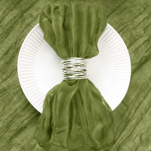 DeZerlor Olive Green Washable Cheesecloth Napkins Set of 50 for Party - Image 5