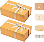 LIFELUM Gold Magnetic Gift Box for Birthday Presents, 13.85"x8.35"x4.45" by Lifelum