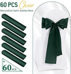 60 PCS Emerald Green Satin Chair Sashes, 7 x 108 Inch - Image 2