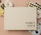 Personalized Luxe Photo Guest Book (Design 4) – 11.5 x 8.5" Minimal Aesthetics, Screw Bound with Custom Cream Hardcover & Photo + Lined or Blank Pages - Wedding, Baby Shower, Anniversary by ModernAlbumDesigns