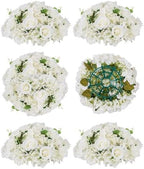 BLOSMON 6 Pcs Fake Flower Centerpieces for Wedding Decor, Large, White by Blosmon