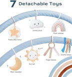 Little Dove Baby Play Gym Mat, Tummy Time Activity Mat with 7 Detachable Toys and 12 Milestone Cards for Stage-Based Sensory and Motor Skill Development, Washable Play Mats for Infant, Blue - Image 2