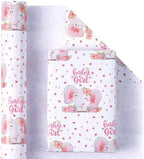 WRAPAHOLIC Jumbo Baby Girl Wrapping Paper - 30 Inch x 100 Feet Jumbo Roll - Adorable Pink Elephant Design for Baby Shower, Party, Holiday - Image 2