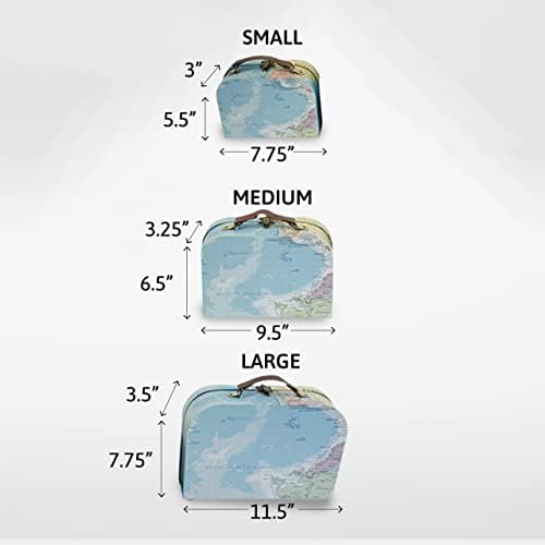 wald imports - Set of 3 Paperboard Suitcases -Decorative Storage Boxes - Suitcase Set for Decoration, Storage, and More (Blue Map) - Image 2