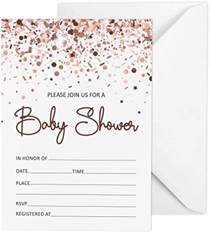Pack of 30, Boy/Girl Baby Shower Party Collection, Baby Shower Invitation Cards, Fill in the Blank Invites WIth Envelopes, Confetti Theme Party Supplies by Inkdotpot