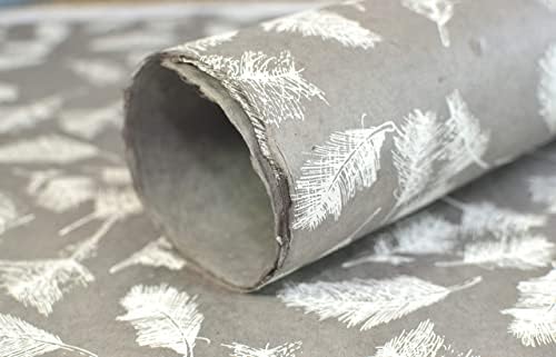 Kathmandu Valley Co. Handmade Lokta Decorative Wrapping Paper, Grey Feather by KathmanduValleyCo