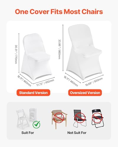 VEVOR Chair Covers, Polyester Spandex Chair Cover, Stretch Slipcovers for Wedding Party Dining Banquet Flat-Front Chair Covers (White-c-XL, 30PCS) - Image 4