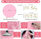 Gallety 7.2FT Pink Round Backdrop Cover with Oh Baby Decal, Size Adjuster, Universal Fit for 5-7.2ft Circle Stand, Polyester Fabric Arch Cover for Wedding, Birthday Party, Videos, Photography Decor - Image 2