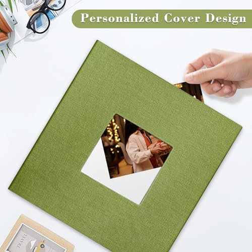 Large Photo Album Self Adhesive, DIY Scrapbook Album for 600 Photos, 13"x12.6" 120 Pages Matcha Linen Cover Memory Book - Image 2