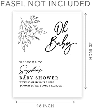 Andaz Press Custom Large Baby Shower Welcome Sign, 16" x 20", Minimal Floral Oh Baby Personalized Canvas Welcome Sign, Gender-Neutral Canvas Sign for Baby Sprinkle, Fall Baby Shower Decorations - Image 5