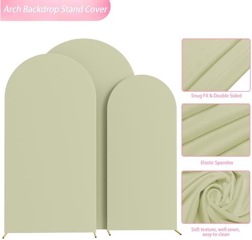 Wokceer Arch Backdrop Cover Sage Green Cover Stretchy 7.2FT,6.6FT,6FT - Image 5