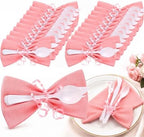 30 Set Pink Pre Rolled Silverware Set with Bow, Pink Napkins by Lanties