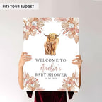 Andaz Press Boho Highland Cow Baby Shower Decorations, Highland Cows Personalized Baby Shower Welcome Sign Board, Western Shower Sign, 16"x20" Canvas Guest Book Alternative - Image 6