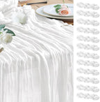 Wokceer Cheesecloth Table Runner Ivory 10FT Boho Gauze Runner, 12 Pack by Wokceer