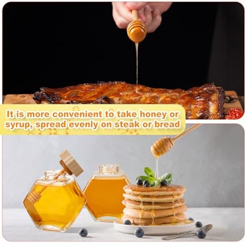 Sunnyray 20 Pcs Glass Honey Jar with Dipper Hexagonal for Party Gift, 100ml - Image 6