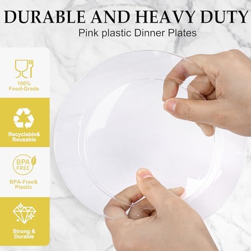 FLOWERCAT 200PCS Clear Plastic Plates Disposable Plates for Party - Clear Bulk Plastic Plates - 100 10" Dinner Plates and 100 7" Salad Plates for Weddings, New Year,Christmas Parties and Events - Image 3